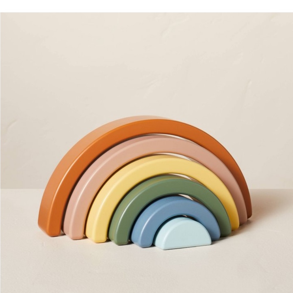 New Hearth & Hand Rainbow Stacker Puzzle Toy Montessori Wooden Preschool